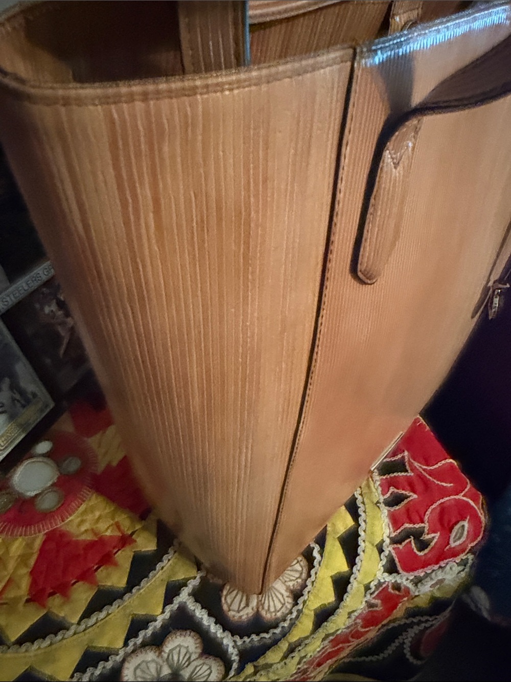 Brahmin Tan Vertical-Textured Leather Tote - Picture 12 of 15
